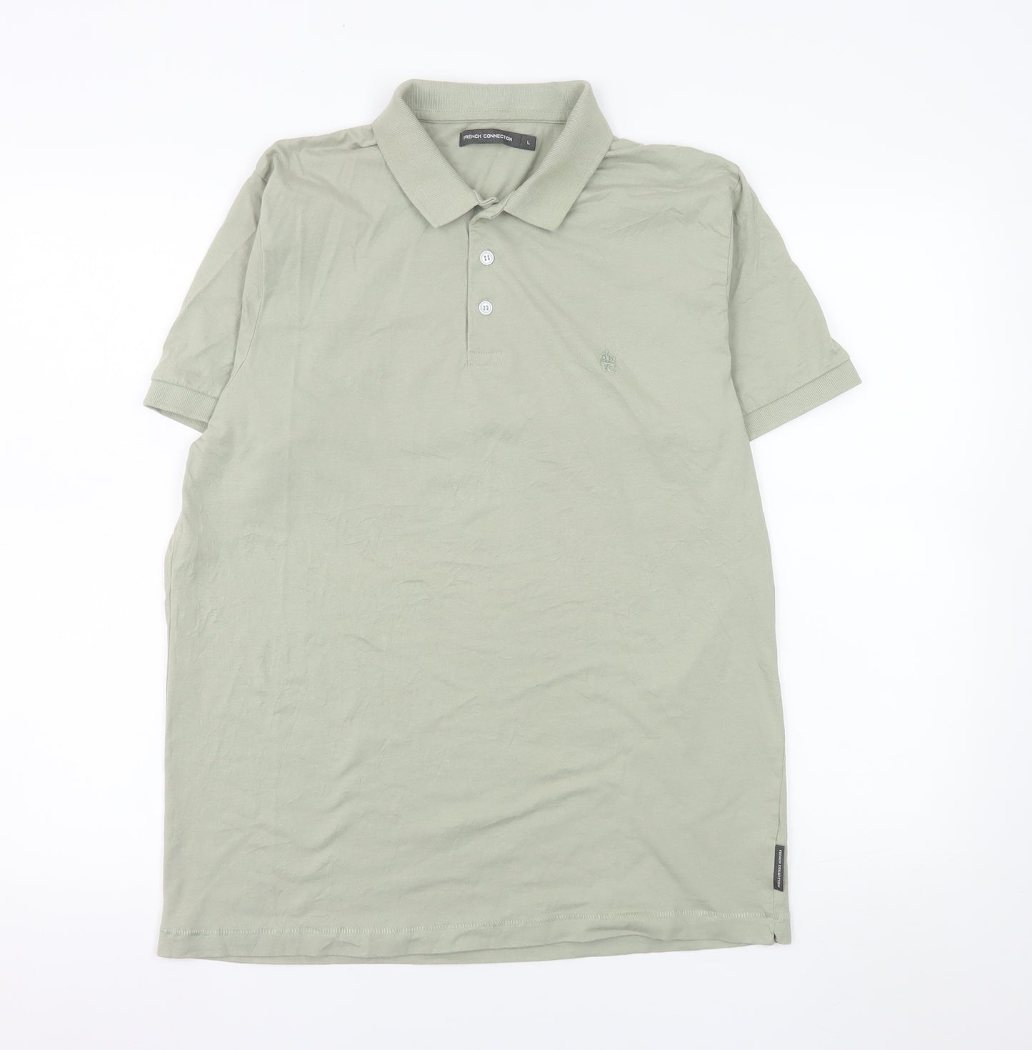 French Connection Men's Green Cotton Polo Shirt Size L
