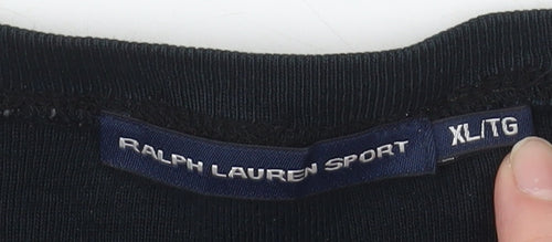 Ralph Lauren Sport Men's Black Cotton Long Sleeve Casual Top XL