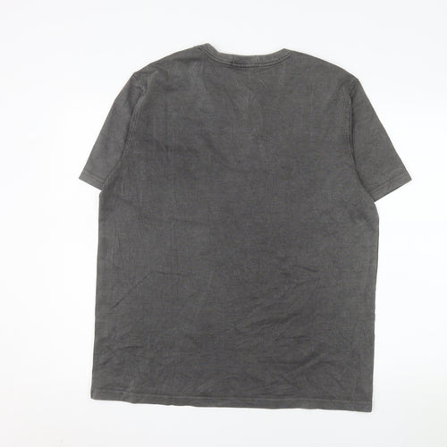 Red Jack Men’s Grey Henley Short Sleeve Classic Cotton Shirt L