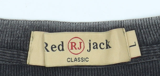 Red Jack Men’s Grey Henley Short Sleeve Classic Cotton Shirt L