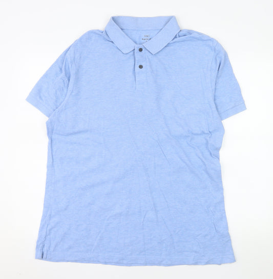 Marks and Spencer Men's Blue Regular Fit Cotton Polo Shirt XL