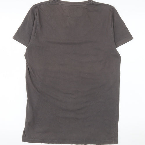 Jack & Jones Men's Grey Graphic Print Cotton T-Shirt Size M