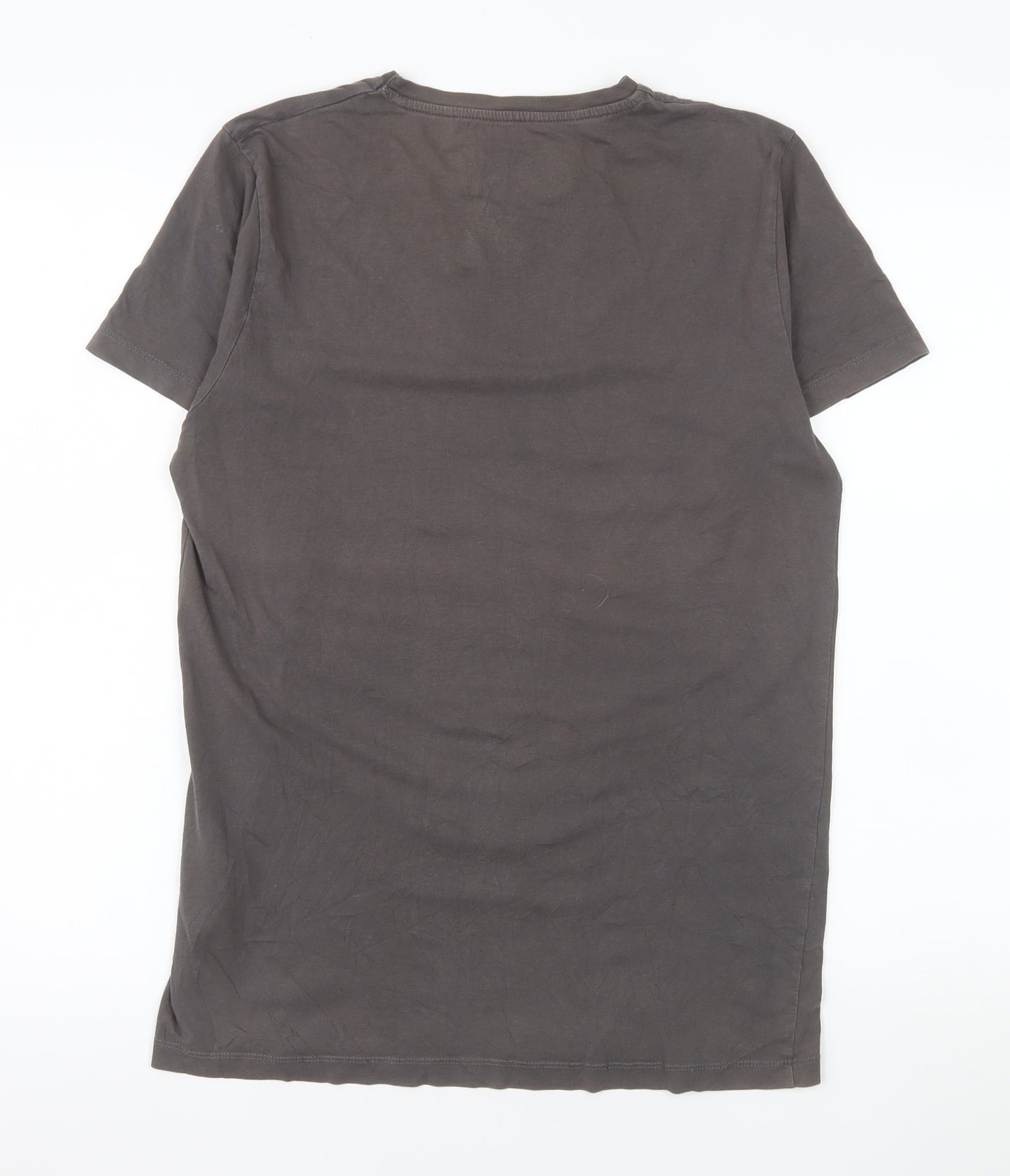 Jack & Jones Men's Grey Graphic Print Cotton T-Shirt Size M