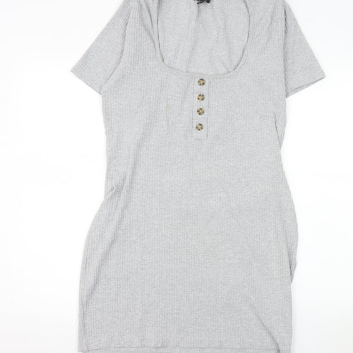 Missguided Women’s Grey Short Sleeve Bodycon Dress Size 18