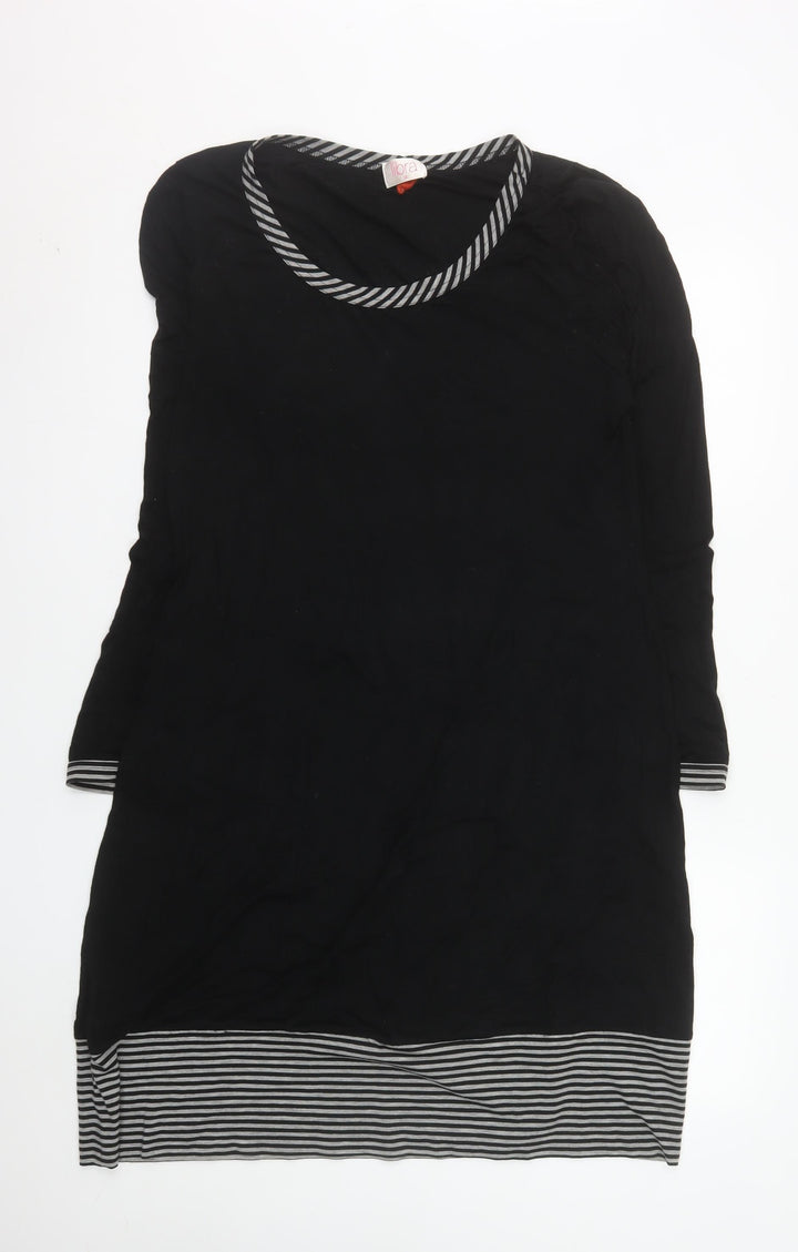 Libra Women Black Size 14 Shift Dress Long Sleeve Cotton Stretch