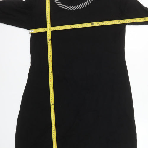 Libra Women Black Size 14 Shift Dress Long Sleeve Cotton Stretch