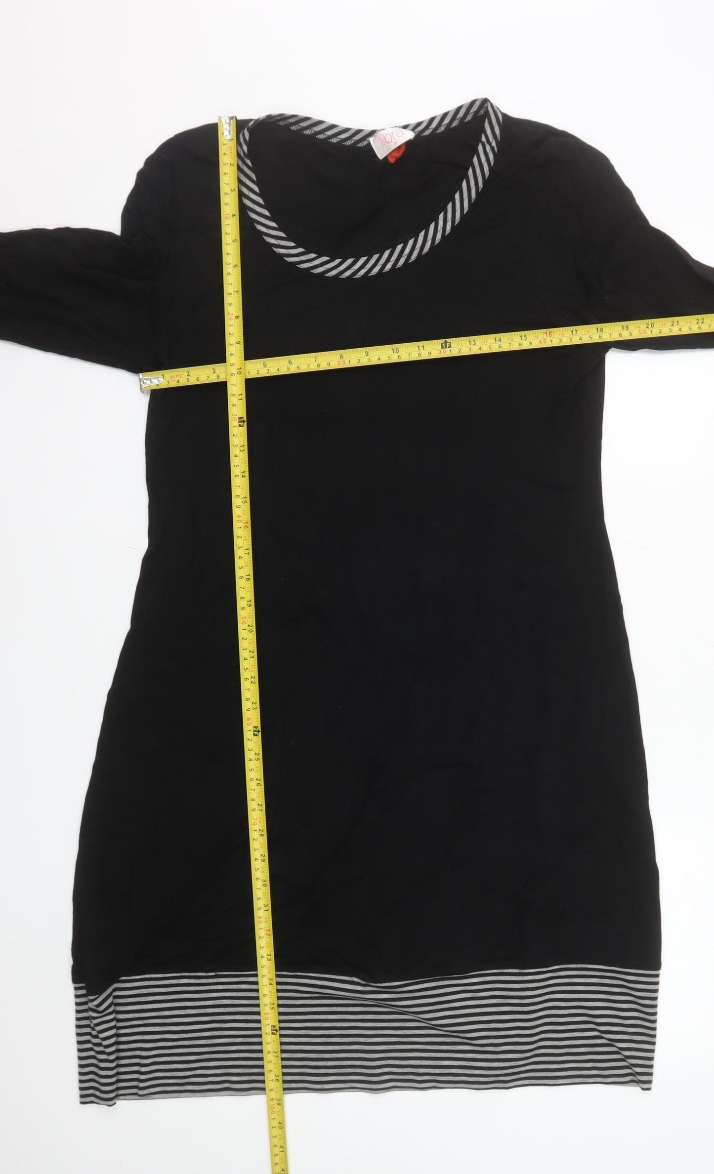 Libra Women Black Size 14 Shift Dress Long Sleeve Cotton Stretch