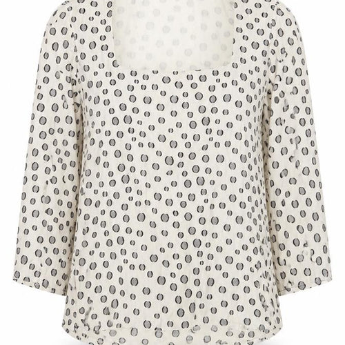 Kaliko Womens Polka Dot Long Sleeve Top Size 12 Beige Viscose Blend