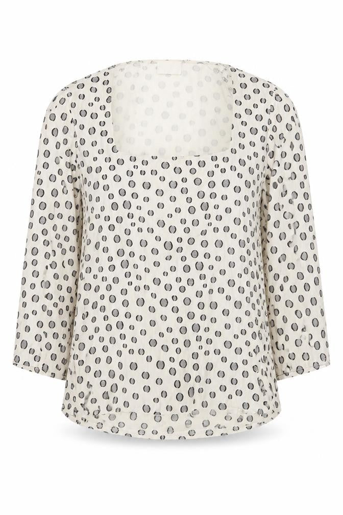 Kaliko Womens Polka Dot Long Sleeve Top Size 12 Beige Viscose Blend