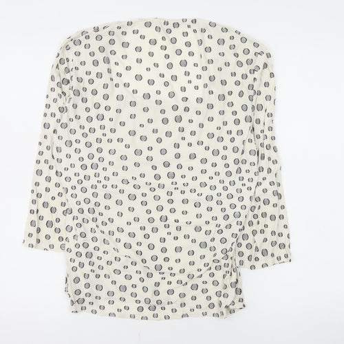 Kaliko Womens Polka Dot Long Sleeve Top Size 12 Beige Viscose Blend