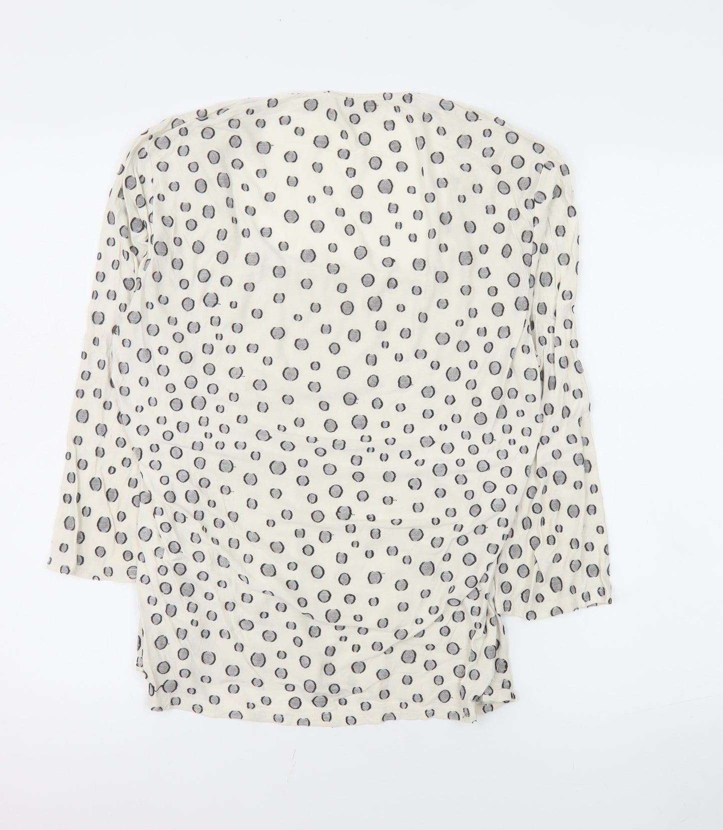 Kaliko Womens Polka Dot Long Sleeve Top Size 12 Beige Viscose Blend