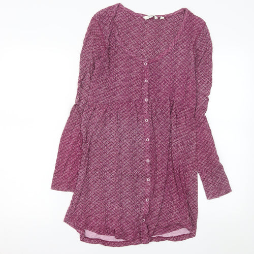 FatFace Women's Purple Geometric Long Sleeve Shirt Dress Size 10