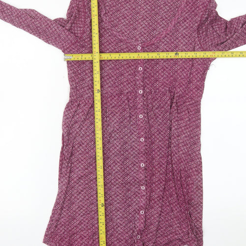 FatFace Women's Purple Geometric Long Sleeve Shirt Dress Size 10