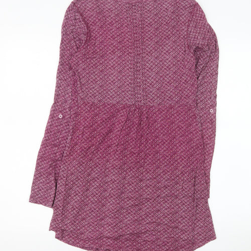FatFace Women's Purple Geometric Long Sleeve Shirt Dress Size 10