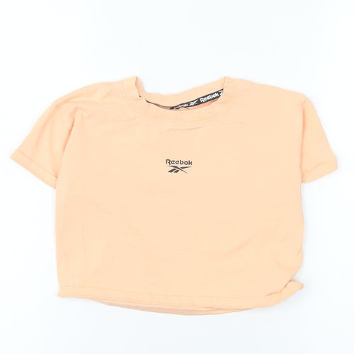 Reebok Girls Orange 8-9 Years Basic Crew Neck Cotton T-Shirt