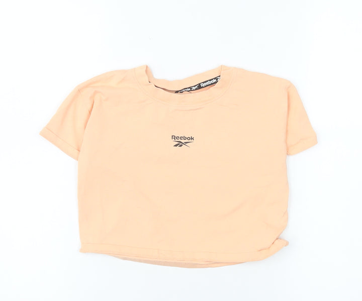 Reebok Girls Orange 8-9 Years Basic Crew Neck Cotton T-Shirt