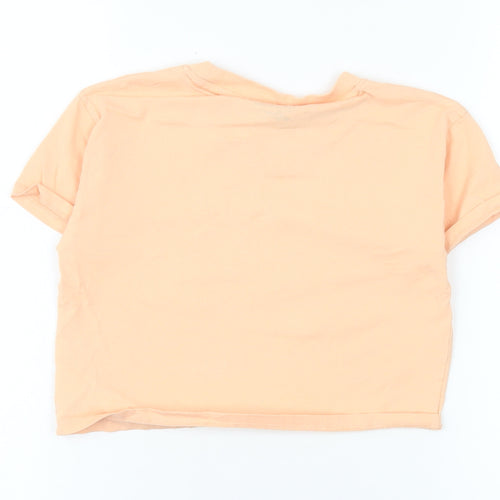 Reebok Girls Orange 8-9 Years Basic Crew Neck Cotton T-Shirt