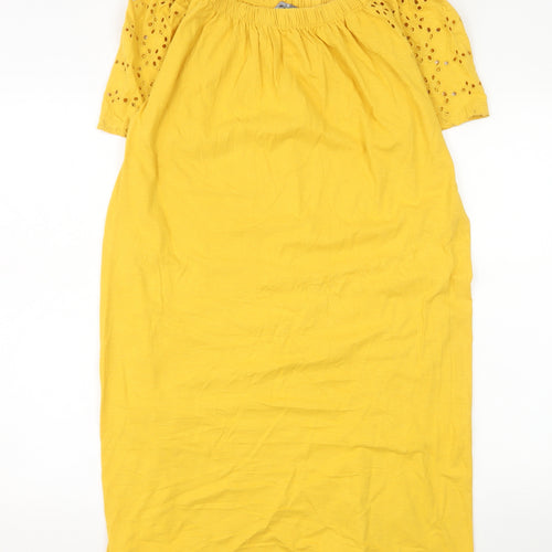 Nutmeg Women's Yellow Cotton Off Shoulder Shift Dress Size 14