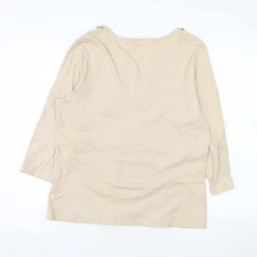 Marks and Spencer Women Beige Beaded Long Sleeve Tunic Top UK 20