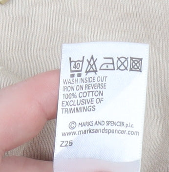 Marks and Spencer Women Beige Beaded Long Sleeve Tunic Top UK 20