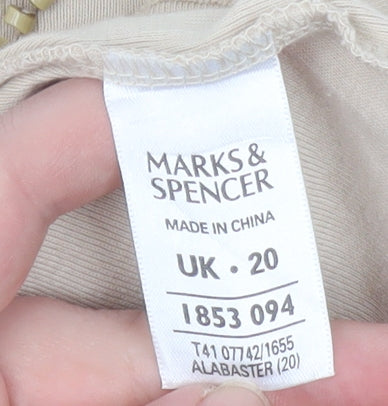 Marks and Spencer Women Beige Beaded Long Sleeve Tunic Top UK 20