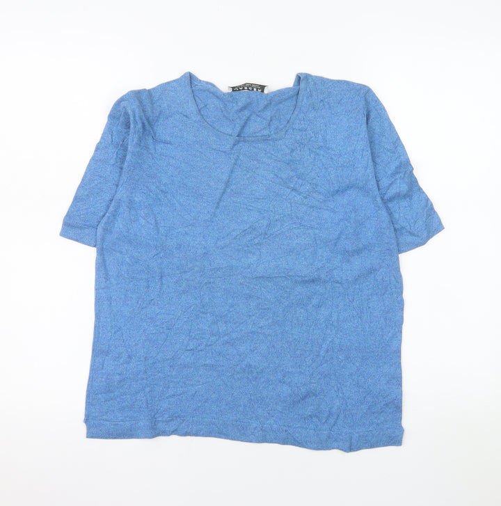 Jaeger Women's Blue 100% Cotton Short Sleeve Basic T-Shirt Medium