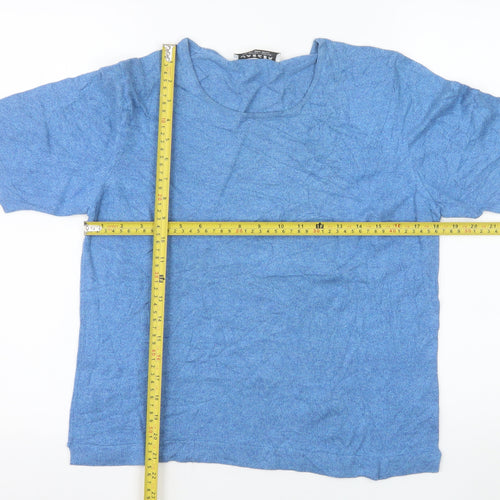Jaeger Women's Blue 100% Cotton Short Sleeve Basic T-Shirt Medium