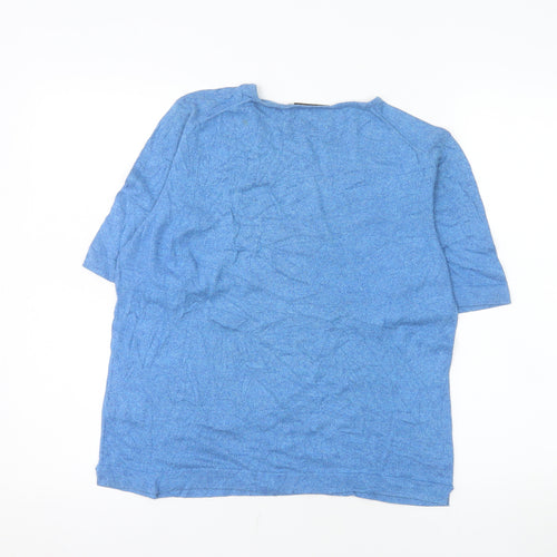 Jaeger Women's Blue 100% Cotton Short Sleeve Basic T-Shirt Medium