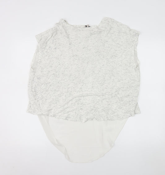 Great Plains Women White Sleeveless Tunic Blouse M