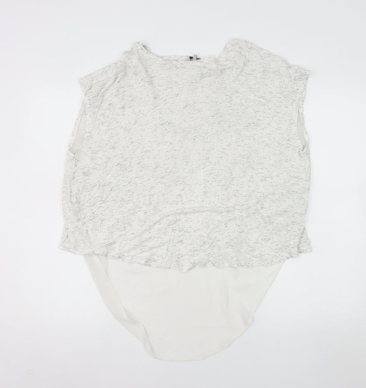 Great Plains Women White Sleeveless Tunic Blouse M