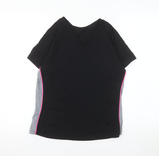 Marks and Spencer Women’s Black V-Neck Short Sleeve Stretch T-Shirt Size 14