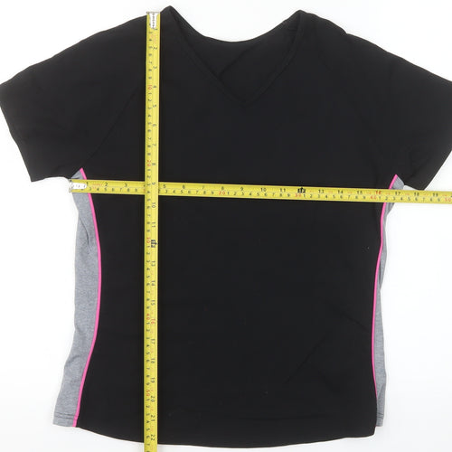 Marks and Spencer Women’s Black V-Neck Short Sleeve Stretch T-Shirt Size 14