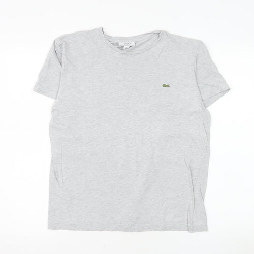 Lacoste Men's Grey Regular Fit Crew Neck Cotton T-Shirt Size M