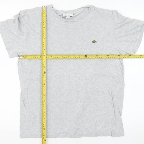 Lacoste Men's Grey Regular Fit Crew Neck Cotton T-Shirt Size M
