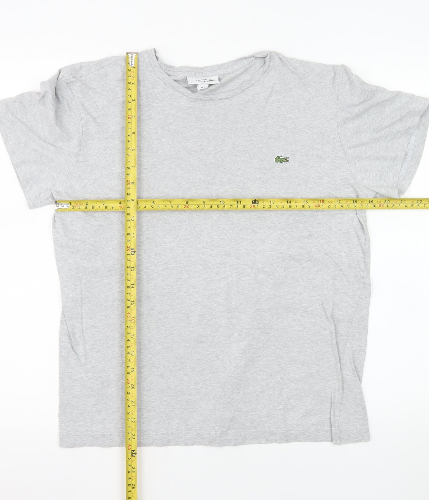 Lacoste Men's Grey Regular Fit Crew Neck Cotton T-Shirt Size M