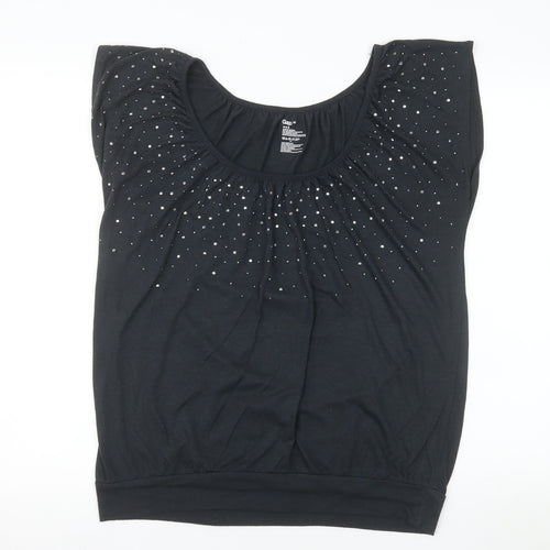 Gap Womens Black Rhinestone Scoop Neck Sleeveless T-Shirt Size M