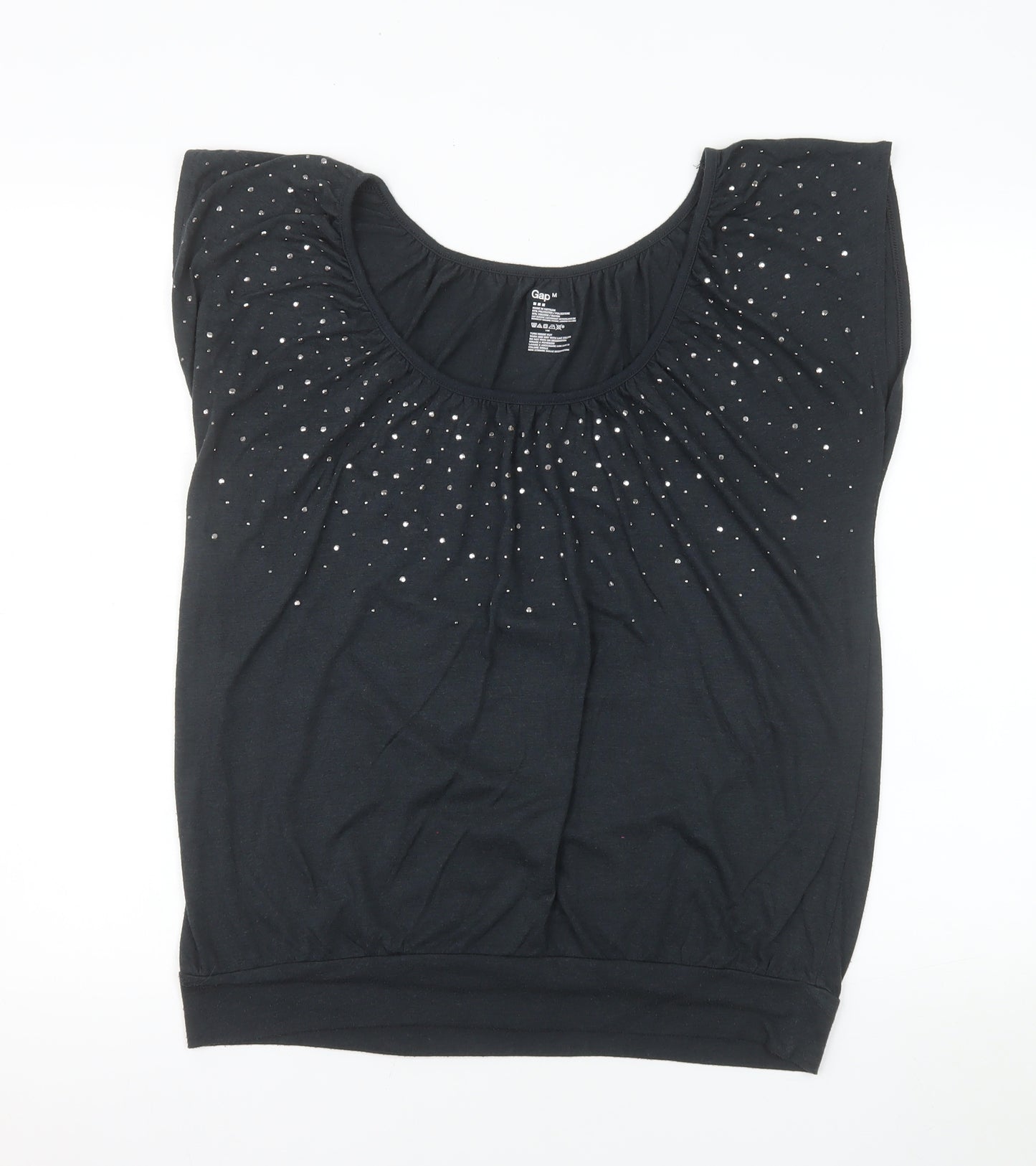 Gap Womens Black Rhinestone Scoop Neck Sleeveless T-Shirt Size M