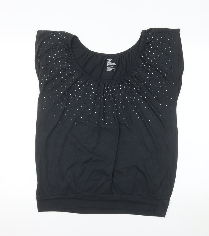 Gap Womens Black Rhinestone Scoop Neck Sleeveless T-Shirt Size M