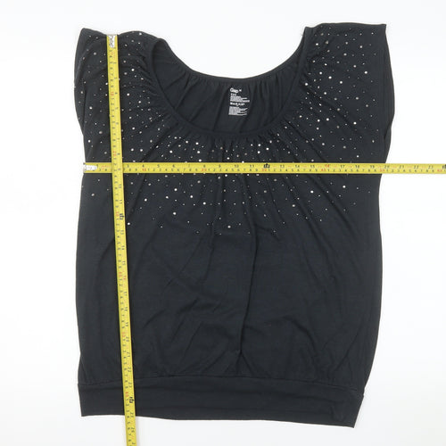 Gap Womens Black Rhinestone Scoop Neck Sleeveless T-Shirt Size M