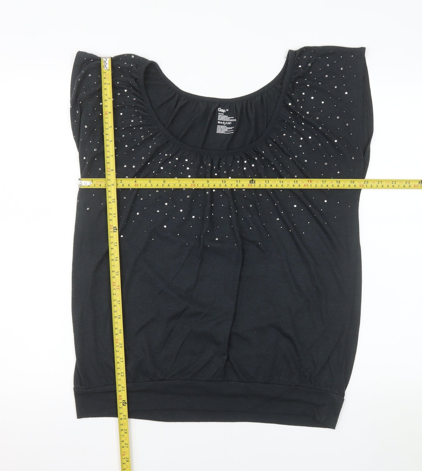 Gap Womens Black Rhinestone Scoop Neck Sleeveless T-Shirt Size M