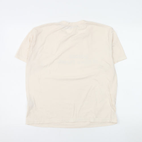 Zara Women Beige London Print Short Sleeve Basic T-Shirt M