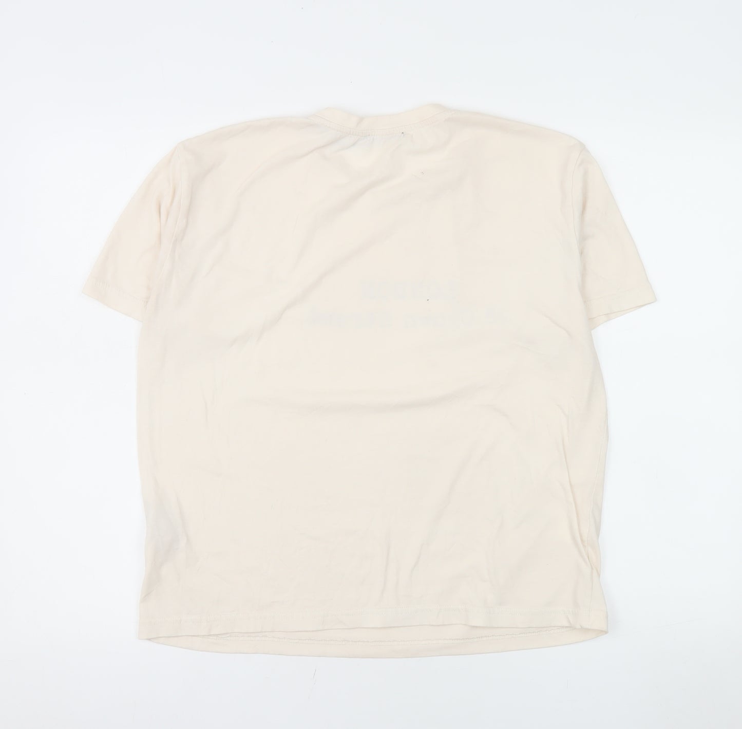 Zara Women Beige London Print Short Sleeve Basic T-Shirt M