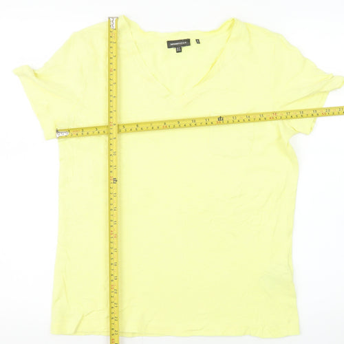 Superdry Women’s Yellow V-Neck Cotton Blend T-Shirt Size 8