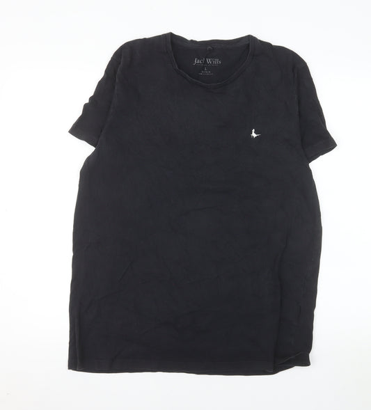 Jack Wills Men's Black Cotton Crew Neck Short Sleeve T-Shirt Size L