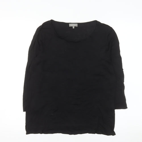 Jaeger Women's Black Lyocell Tunic Top Size L Round Neck 3/4 Sleeve