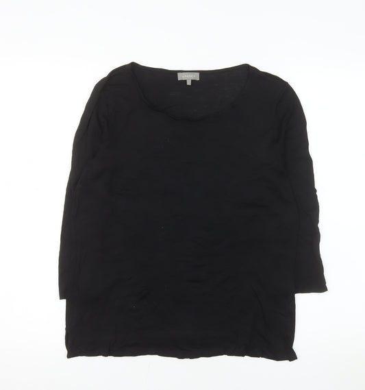 Jaeger Women's Black Lyocell Tunic Top Size L Round Neck 3/4 Sleeve