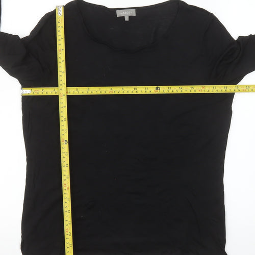 Jaeger Women's Black Lyocell Tunic Top Size L Round Neck 3/4 Sleeve