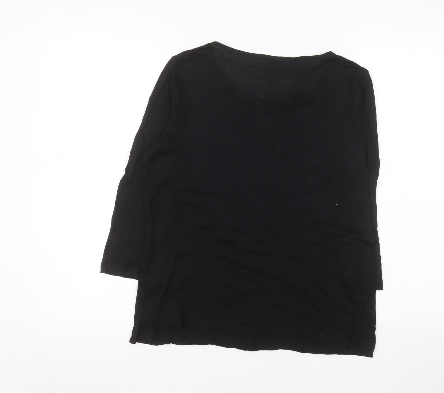 Jaeger Women's Black Lyocell Tunic Top Size L Round Neck 3/4 Sleeve