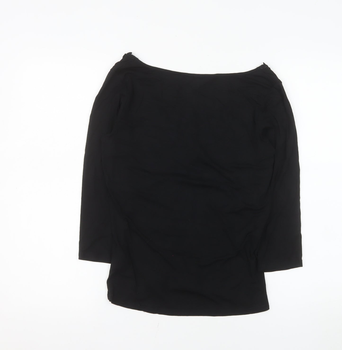 Phase Eight Women's Black 3/4 Sleeve Lace Neck Tunic Blouse Size 12