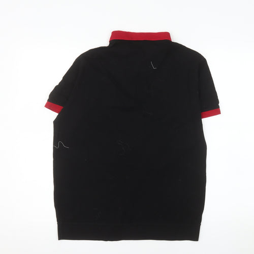 Jameson Carter Men's Black & Red 1/4 Zip Cotton Polo Shirt S